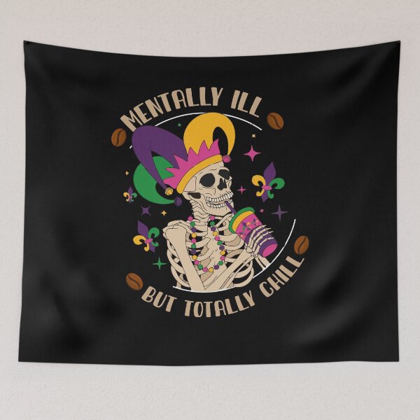 Item preview, Totally Chill Mardi Gras Skeleton Coffee Lover designed and sold by Dressed For  Duty.