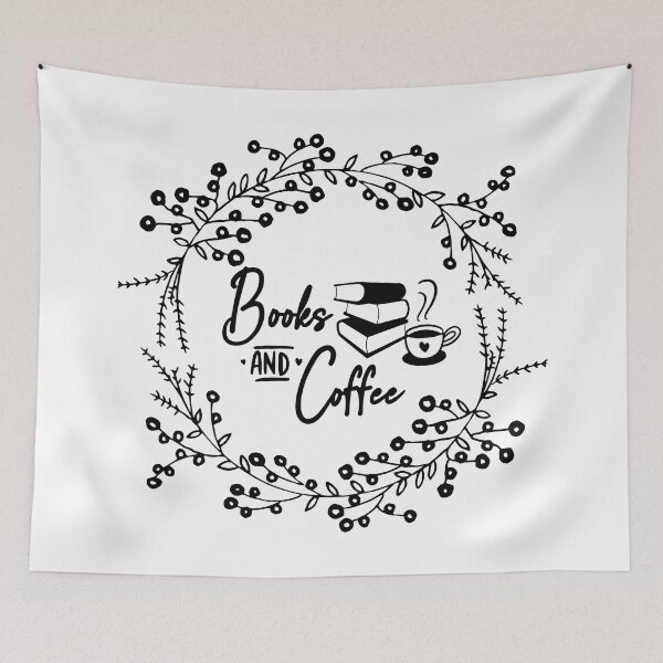 Item preview, Books and Coffee Book Lover Quote - Wildflower Wreath Quote in Black Script Typography designed and sold by Cawaiico.