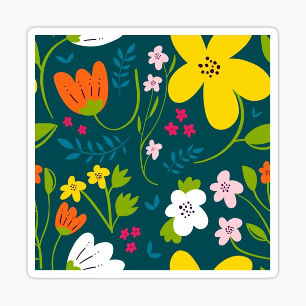 Bright and bold colorful flower pattern Sticker