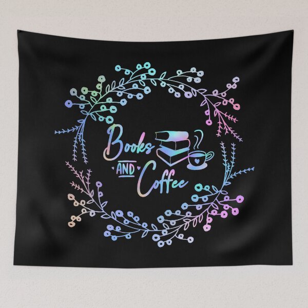 Item preview, Books and Coffee Book Lover Quote - Pastel Wildflower Wreath Quote in Script Typography designed and sold by Cawaiico.