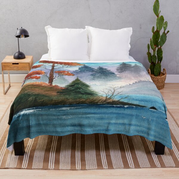 Item preview, Watercolor misty river with a small island designed and sold by MaryWatercolor.