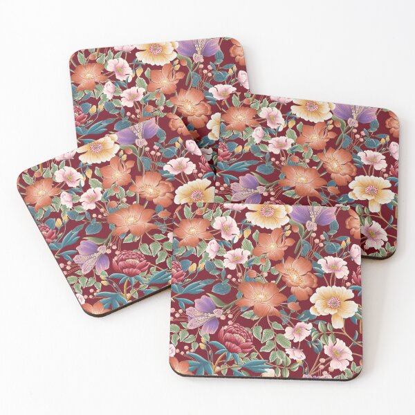Item preview, Floral garden in maroon palate designed and sold by Kaushlydraw.