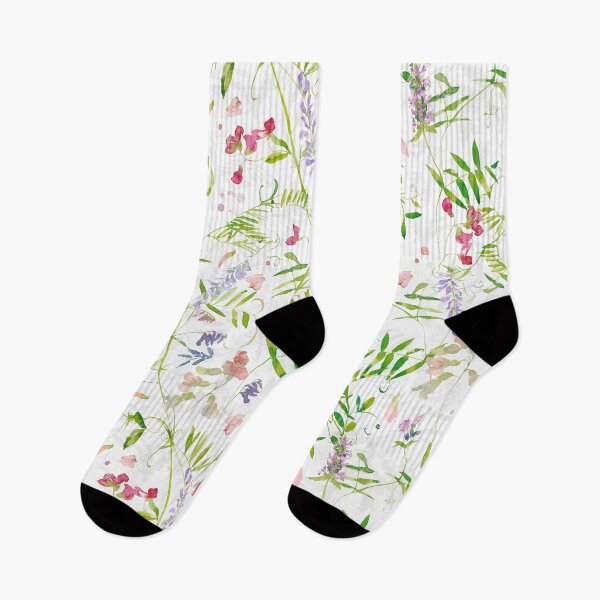 Item preview, Crazy Hand Painted Watercolor Flower Vines And Wildflowers Midsummer Meadow - Light Version designed and sold by UtArt.