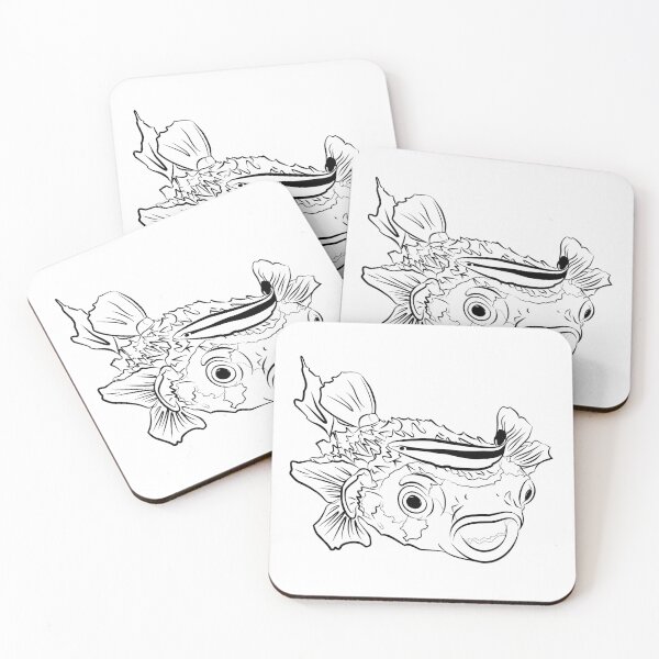 Item preview, puffer fish porcupinefish confused and amazed by cleaner fish designed and sold by MiraNomegusta.