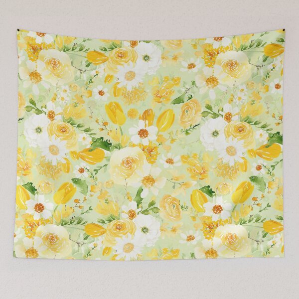 Item preview, Light Green Springflowers Tulips And Daisies Flowers And Blossoms Pattern designed and sold by UtArt.