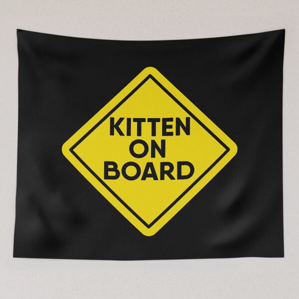 Item preview, KITTEN on Board Yellow Warning Sign, cat lover design designed and sold by RiciPaneto.