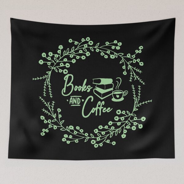 Item preview, Books and Coffee Book Lover Quote - Pastel Green Wildflower Wreath Quote in Script Typography designed and sold by Cawaiico.