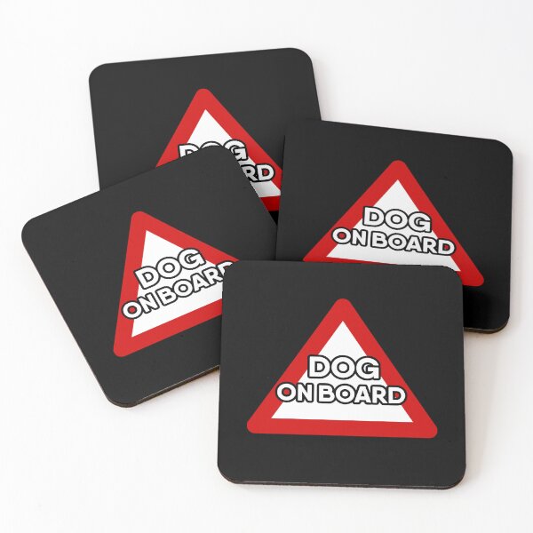 Item preview, DOG on Board Red and White Triangle Warning Sign, dog lover design designed and sold by RiciPaneto.