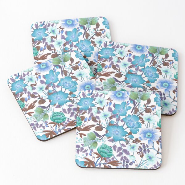 Item preview, Floral garden in blue palate designed and sold by Kaushlydraw.