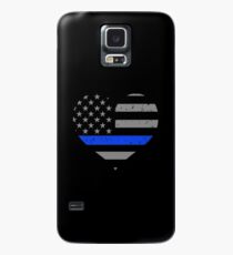 Dünne blaue Linie Herz-Liebes-Flagge Hülle & Skin für Samsung Galaxy