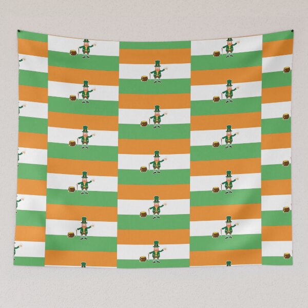 Item preview, Irish leprechaun celebrating St. Patrick's Day over the colors of the Irish flag designed and sold by Sock Garden.