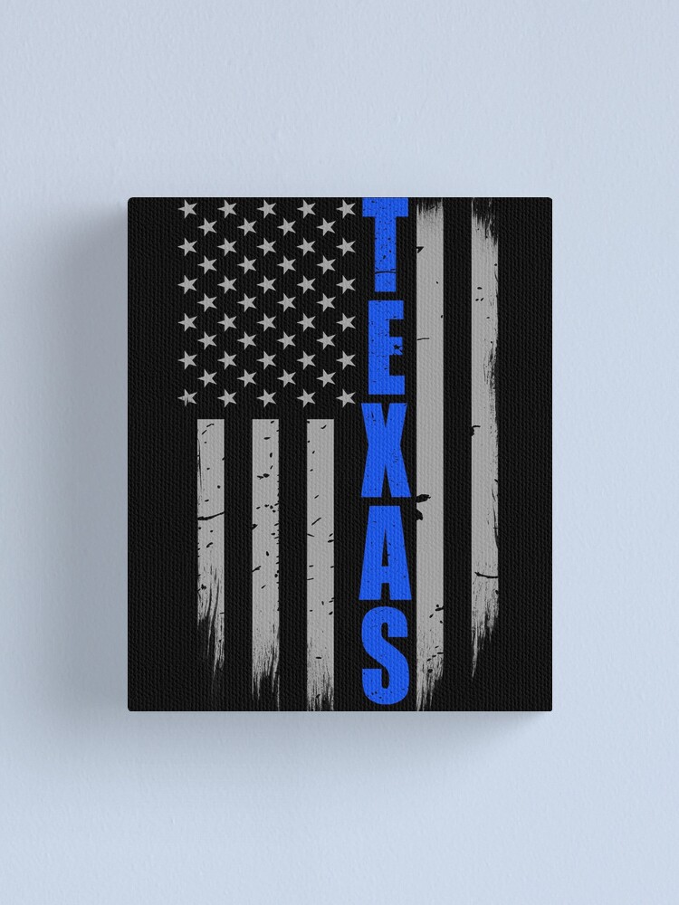 Personalized Canvas  American Flag With Thin Blue Line