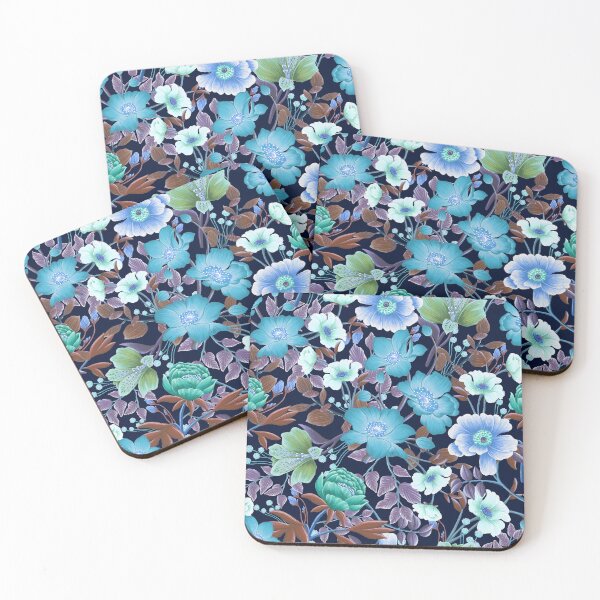 Item preview, Floral garden in blue tone with navy palate designed and sold by Kaushlydraw.