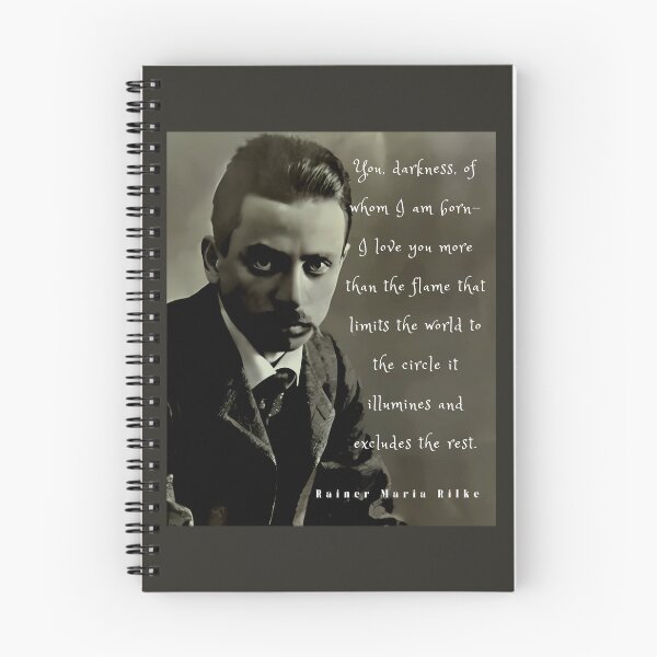 Item preview, Rainer maria Rilke portrait and quote: “You, darkness, of whom I am born....” designed and sold by artbleed.