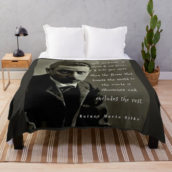 Item preview, Rainer maria Rilke portrait and quote: “You, darkness, of whom I am born....” designed and sold by artbleed.