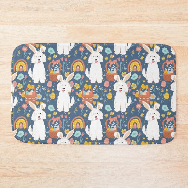 Item preview, Easter Bunny White Goldendoodle Dog - Navy designed and sold by Lulupainting.