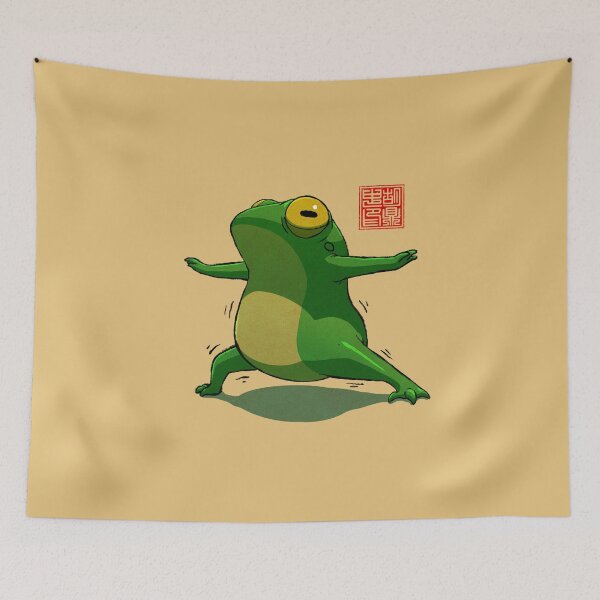 Item preview, Yoga Frog Warrior Two Pose designed and sold by DingHuArt.