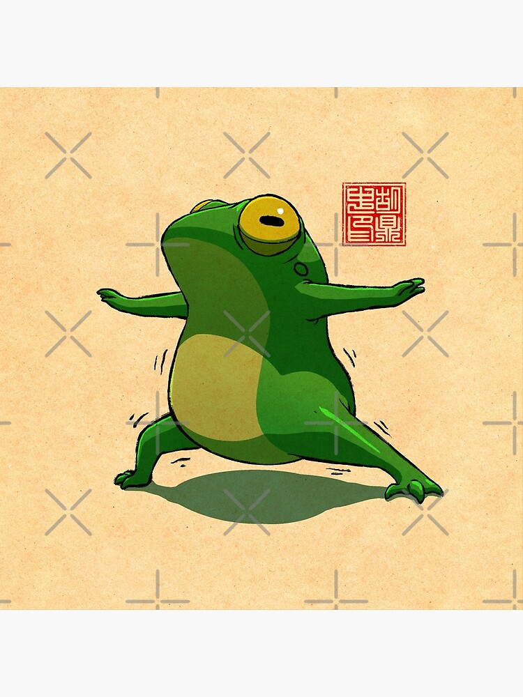 Yoga frog doing the standing forward bend. Flexible little guy! This is  available (or will be very shortly) in my Redbubble shop! Link