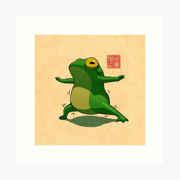Yoga Frog Warrior One Pose Art Print