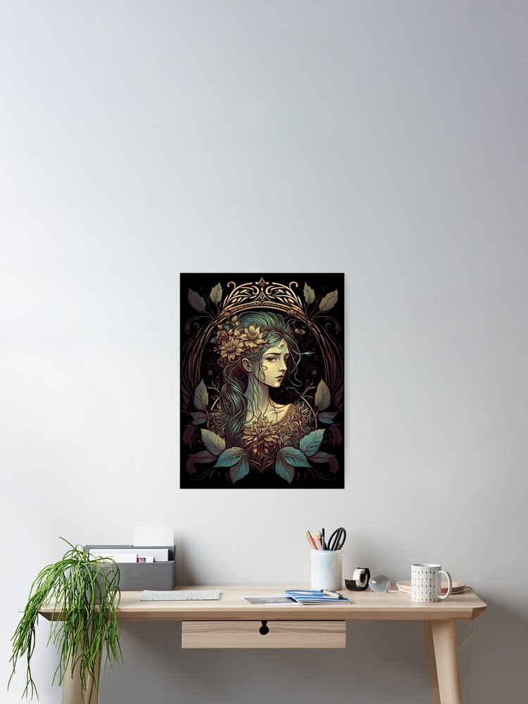 Art Nouveau online Girl in Desk Top Frame