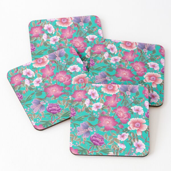 Item preview, Floral garden in pink tone with mint palate designed and sold by Kaushlydraw.