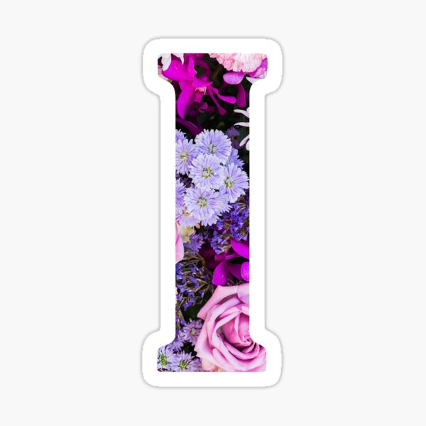 Aperçu de l'œuvre Je monogramme botanique. Dessin détaillé de fleurs violettes Sticker créée et vendue par Cici-Chan.