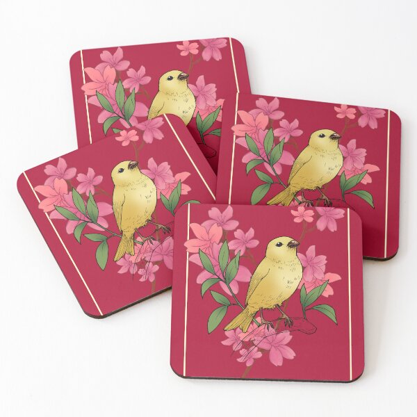 Item preview, Asian bird print in red designed and sold by Juliet  Thomas.