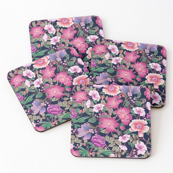 Item preview, Floral garden in pink tone with navy palate designed and sold by Kaushlydraw.