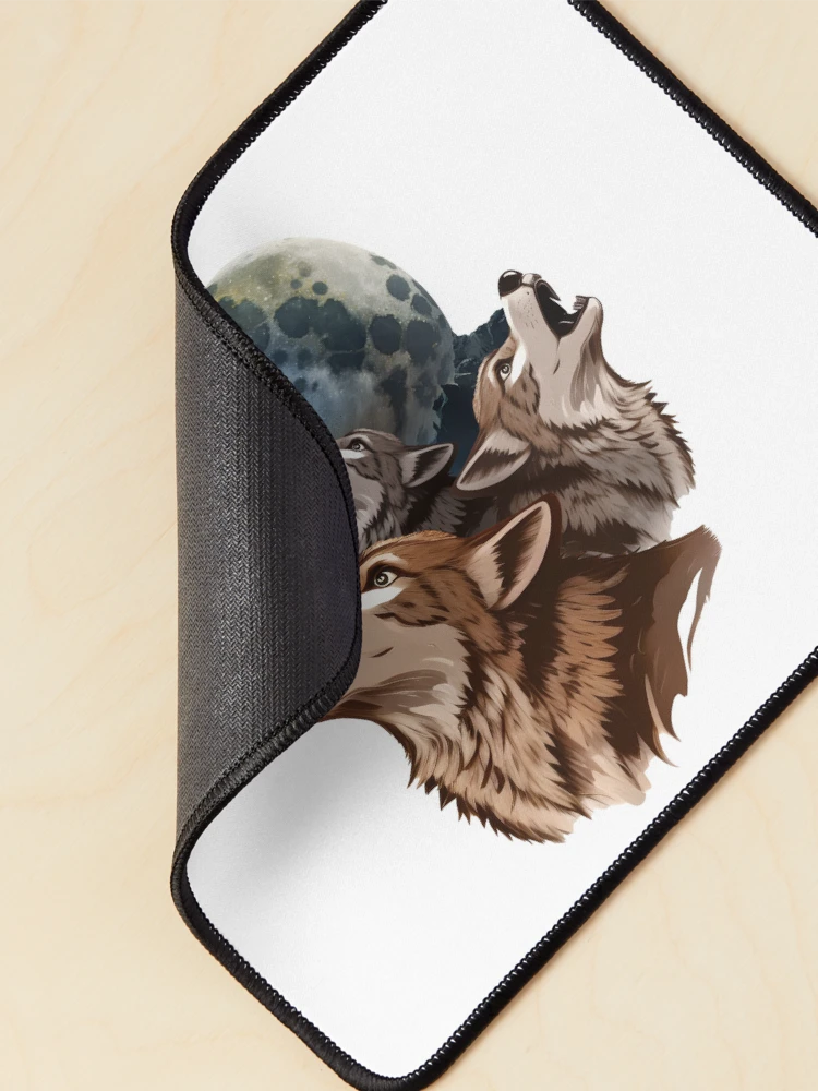 Thumbnail 2 of 5, Mouse Pad, Three Wolves Howling In Moonlight designed and sold by PatternBestFan.