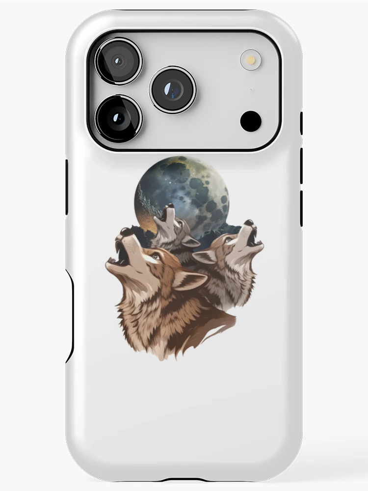 Thumbnail 1 of 4, iPhone Case, Three Wolves Howling In Moonlight designed and sold by PatternBestFan.