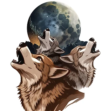 Artwork thumbnail, Three Wolves Howling In Moonlight by PatternBestFan