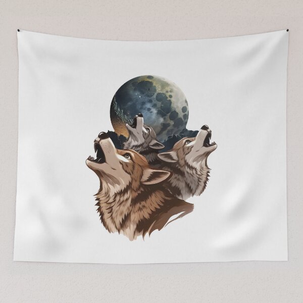 Item preview, Three Wolves Howling In Moonlight designed and sold by PatternBestFan.