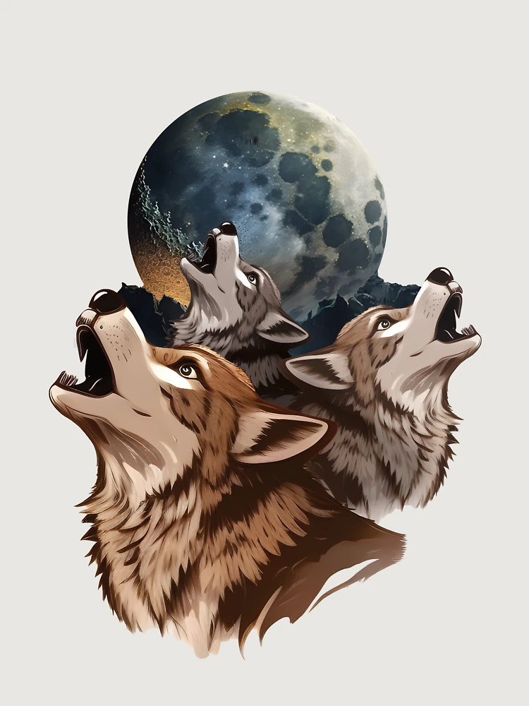 Thumbnail 6 of 6, Premium Oversized Sweatshirt, Three Wolves Howling In Moonlight designed and sold by PatternBestFan.