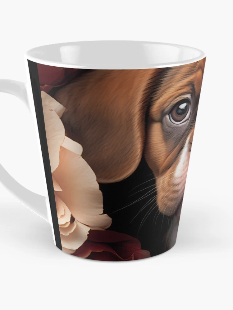 Thumbnail 3 of 4, Coffee Mug, Puppy In Roses 2 designed and sold by dotperinchart.