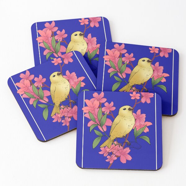 Item preview, Asian songbird print in blue designed and sold by Juliet  Thomas.