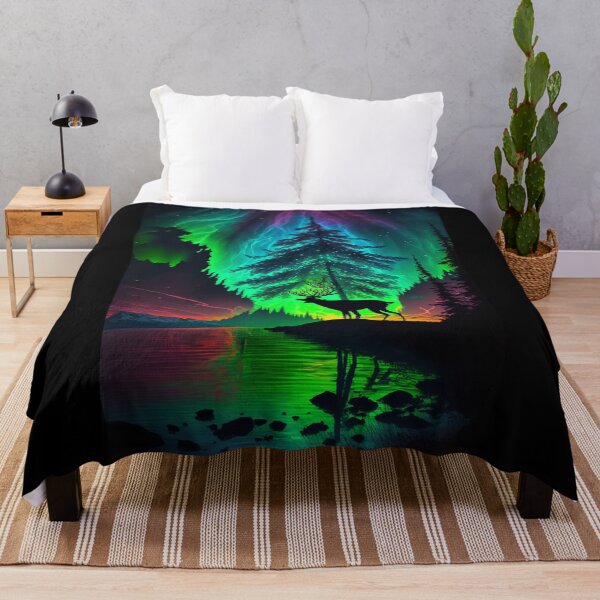 Item preview, Northern Lights/Aurora Borealis Landscape view designed and sold by AIartCANVAS.