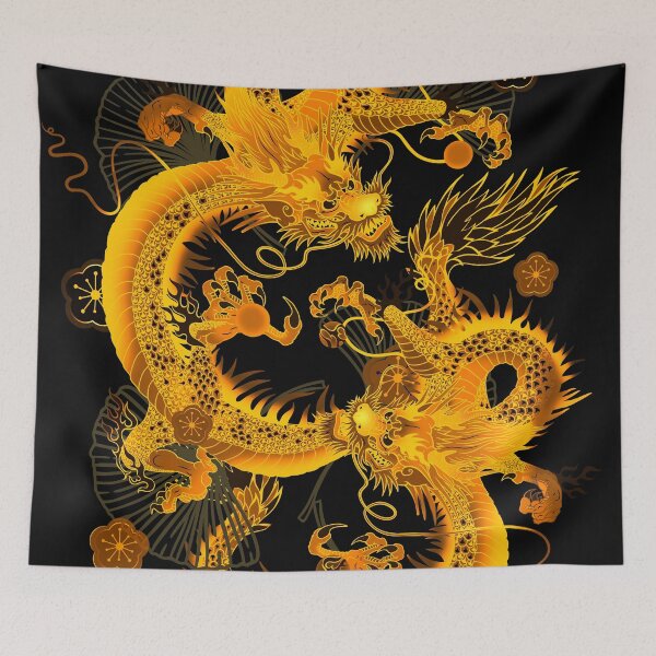 Item preview, Japanese Gold Twin Dragons designed and sold by Fulya Tanak.