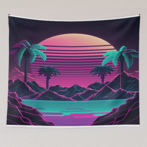 Item preview, Sunset and Palmtrees In The Sunset - Synthwave Style designed and sold by Unwind-Art-Work.