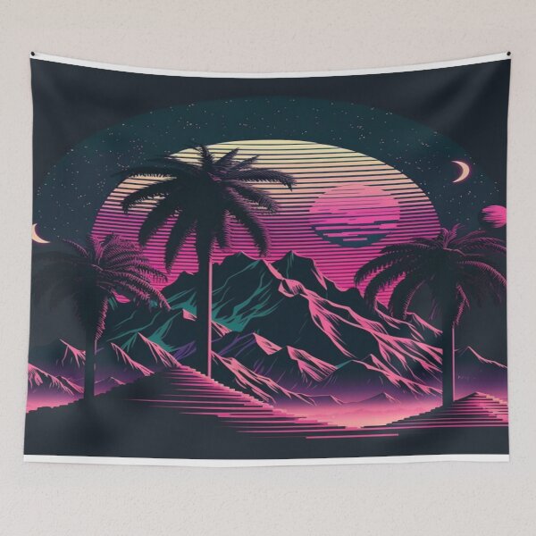 Item preview, Moon,Sunset and Palmtrees In The Sunset - Synthwave Style designed and sold by Unwind-Art-Work.
