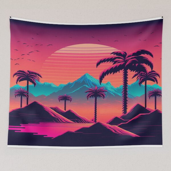 Item preview, Sunset and Palmtrees In The Sunset - Synthwave Style designed and sold by Unwind-Art-Work.