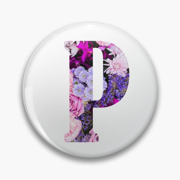 Aperçu de l'œuvre Monogramme botanique P. Dessin détaillé de fleurs violettes Sticker créée et vendue par Cici-Chan.