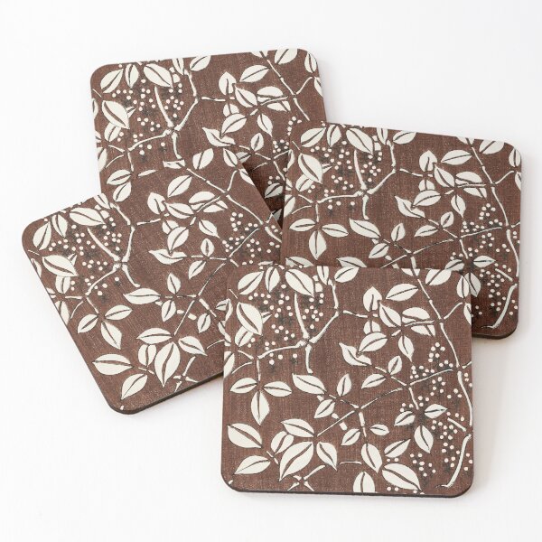 Item preview, Elegant Simplicity: Japanese Leaf Pattern in Brown and White designed and sold by EmeraldeaArt.