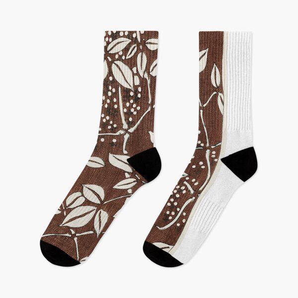 Item preview, Elegant Simplicity: Japanese Leaf Pattern in Brown and White designed and sold by EmeraldeaArt.