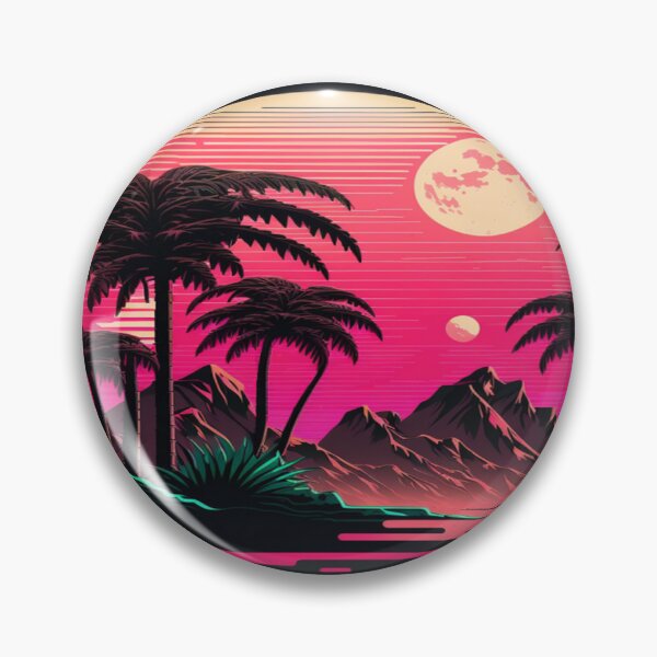 Item preview, Moon, Sunset and Palmtrees In The Sunset - Synthwave Style designed and sold by Unwind-Art-Work.