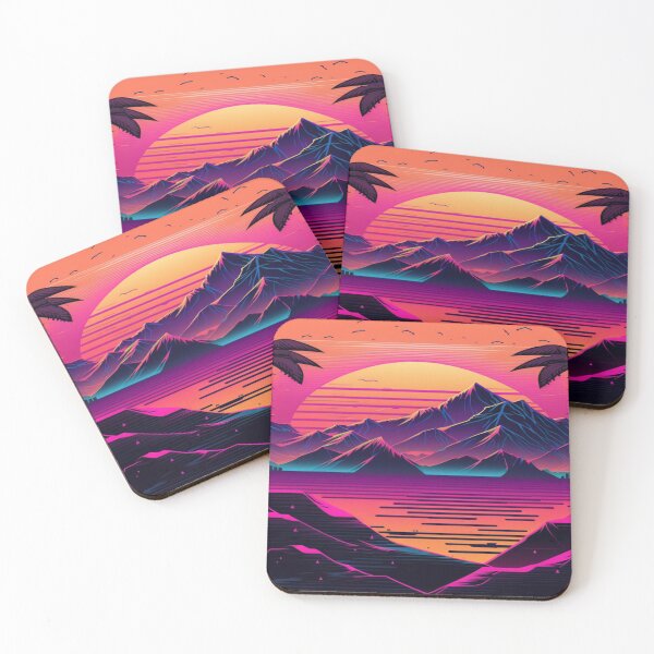 Item preview, Ocean, Sunset and Palmtrees In Synthwave Style designed and sold by Unwind-Art-Work.