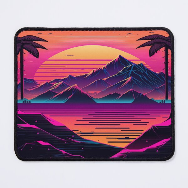 Item preview, Ocean, Sunset and Palmtrees In Synthwave Style designed and sold by Unwind-Art-Work.