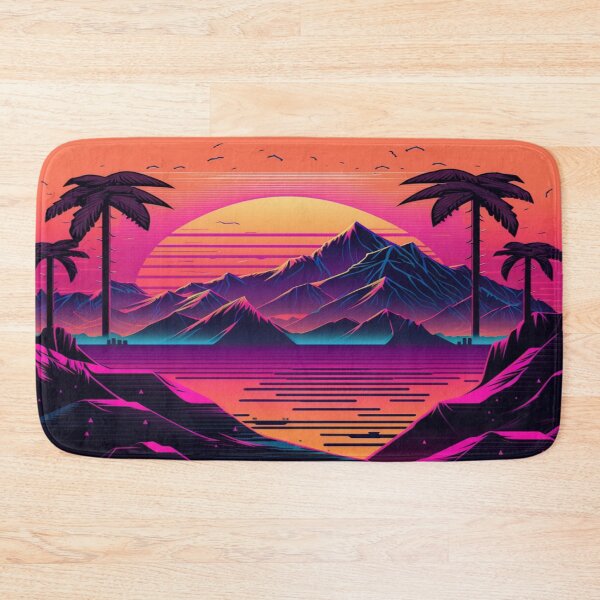 Item preview, Ocean, Sunset and Palmtrees In Synthwave Style designed and sold by Unwind-Art-Work.