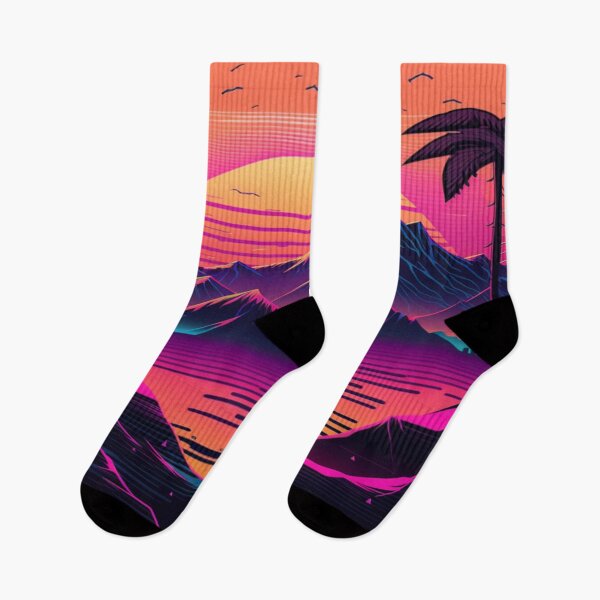 Item preview, Ocean, Sunset and Palmtrees In Synthwave Style designed and sold by Unwind-Art-Work.