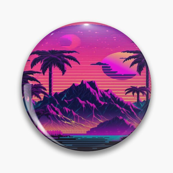 Item preview, Blue Ocean, Sunset and Palmtrees In Synthwave Style designed and sold by Unwind-Art-Work.