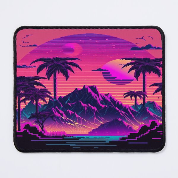 Item preview, Blue Ocean, Sunset and Palmtrees In Synthwave Style designed and sold by Unwind-Art-Work.
